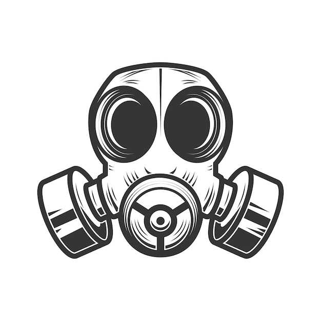 Illustratie van gasmasker geïsoleerd op witte achtergrond Biohazard Coronavirus alert Ontwerpelement voor posterkaart banner flyer embleemteken Vectorillustratie