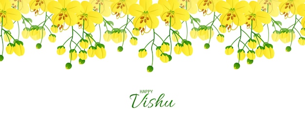 Illustratie van Gelukkig Vishu. Kerala-festival met Vishu Kani, Vishu-bloem Fruit en groenten.