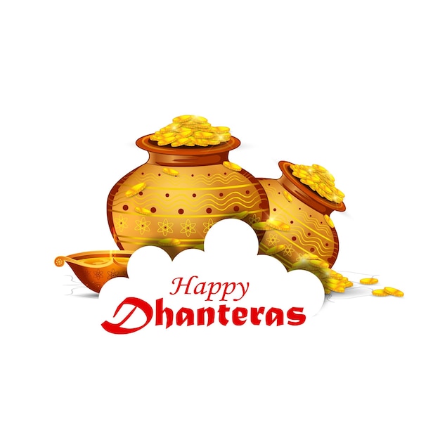 illustratie van gouden munt in pot voor Dhanteras viering-Happy Dhanteras. webpagina, poster en ban