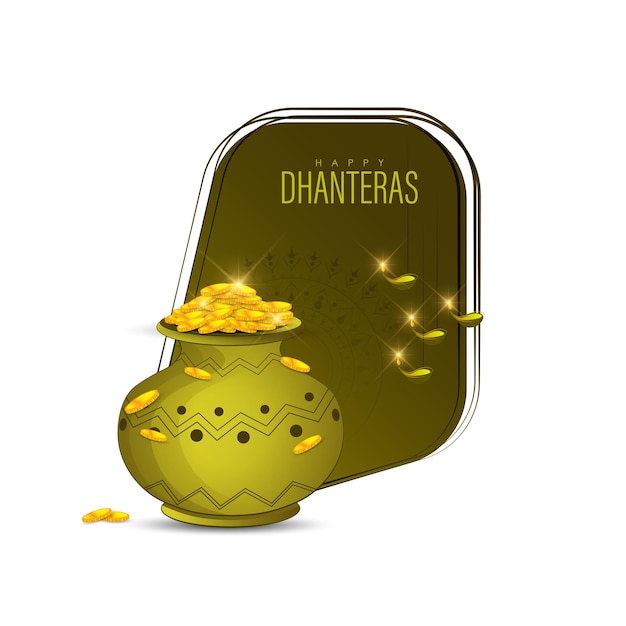 illustratie van gouden munt in pot voor Dhanteras viering-Happy Dhanteras. webpagina, poster en ban