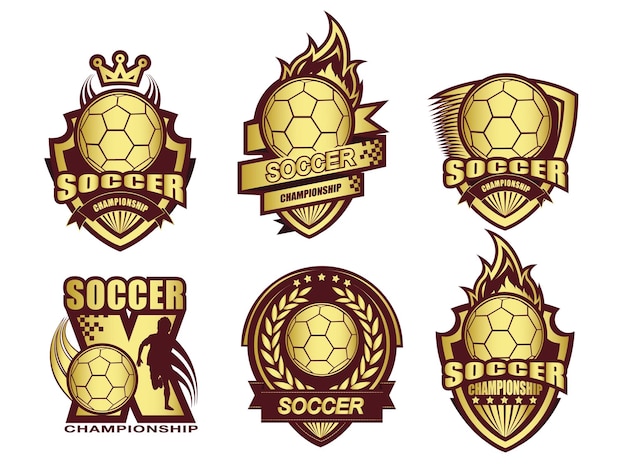 Illustratie van gouden voetbal logo set