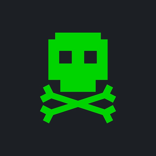 Illustratie van groene schedel hacker thema vectorillustratie
