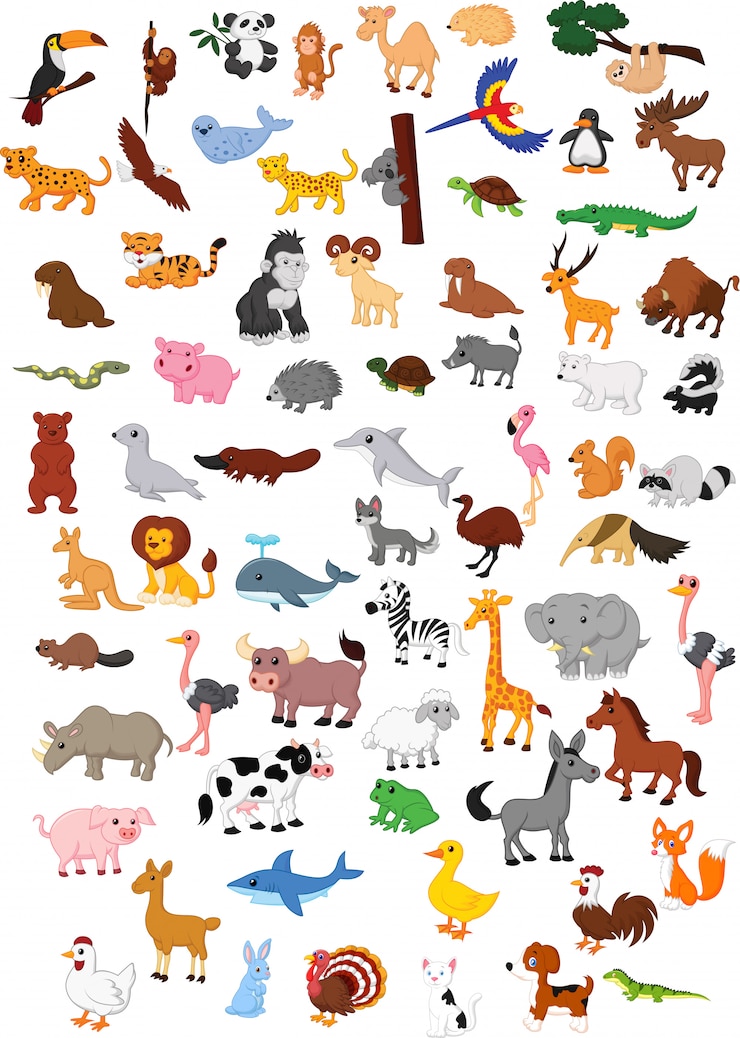 Vector illustratie van grote dierlijk beeldverhaalreeks