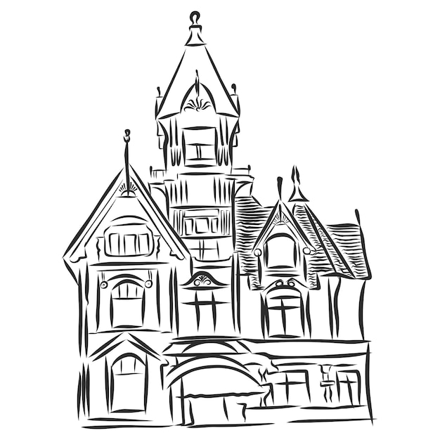 Illustratie van grote mooie huis vector sketch