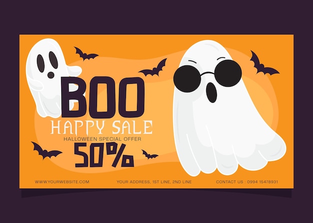 Vector illustratie van halloween-banner voor feestuitnodigingen en verkoopaanbiedingen