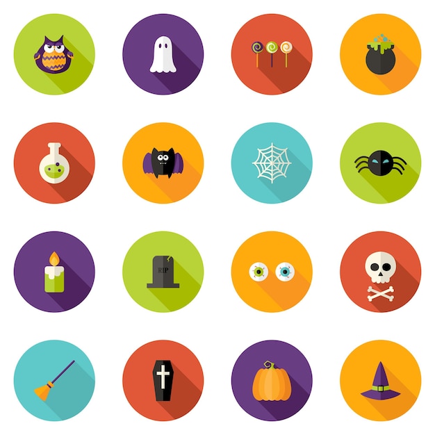 Illustratie van Halloween Flat Circle Icons Set