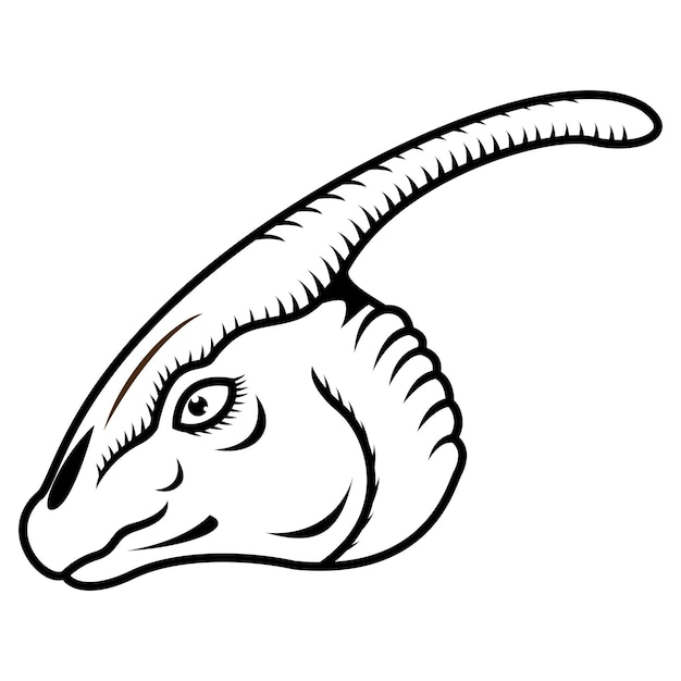 Illustratie van hand getrokken van parasaurolophus hoofdlijntekeningen