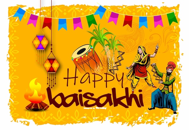 Illustratie van Happy Baisakhi Celebration Backgroundgemakkelijk te bewerken vector Punjabi festival Vaisakhi