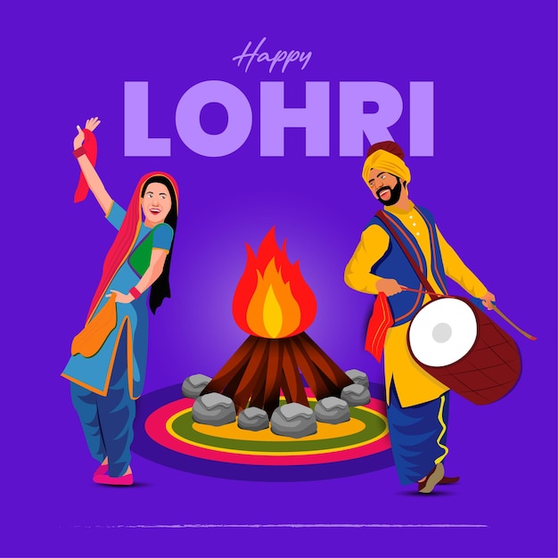 illustratie van Happy Lohri-vakantieachtergrond voor Punjabi-festival