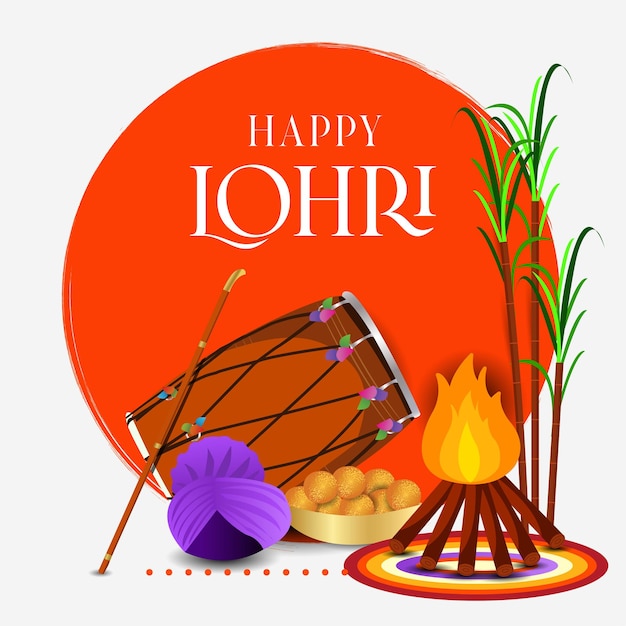 illustratie van Happy Lohri-vakantieachtergrond voor Punjabi-festival