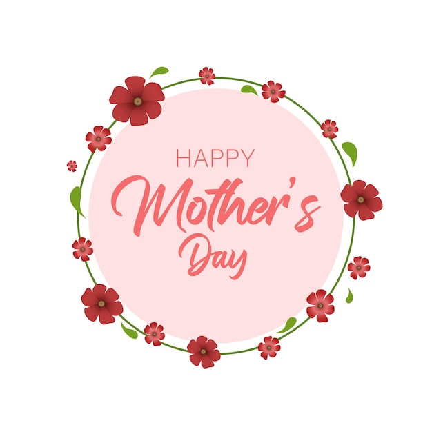 Illustratie van Happy Mother's Day in vlakke stijl voor wenskaart en grafische resource