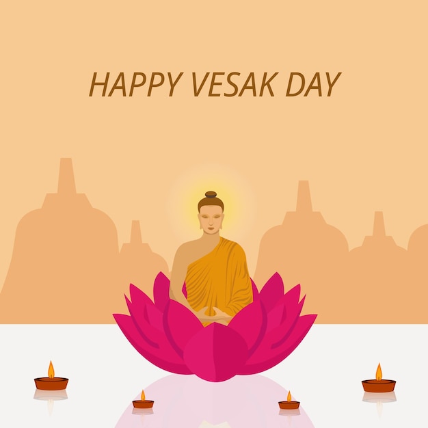 Illustratie van Happy vesak Day of Buddha Purnima Background
