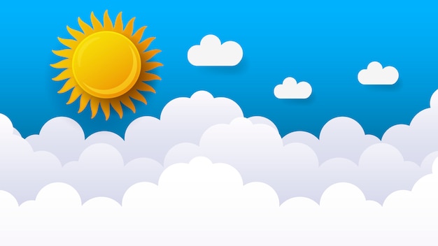 Illustratie van hemel met wolken en zon