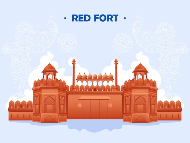 Vector illustratie van het beroemde indiase monument red fort