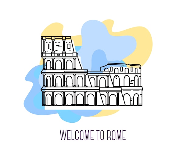 Vector illustratie van het colosseum rome landmark symbool van italië bezienswaardigheden van europa