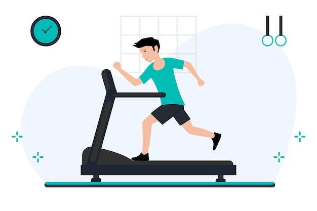 Illustratie van het concept lopen op een loopband