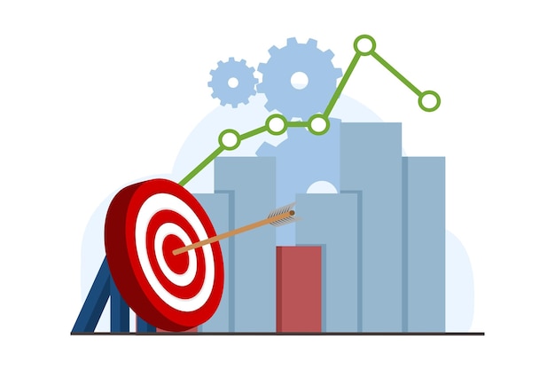 illustratie van het concept van de analyse van bedrijfsprestatiegegevens of de optimalisatie van marktonderzoeksgrafieken