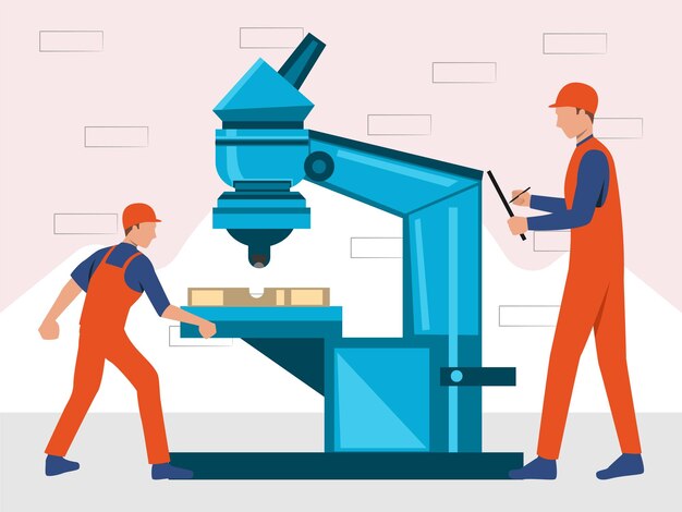 Illustratie van het concept van de CNC-machine stijlvol en mooi