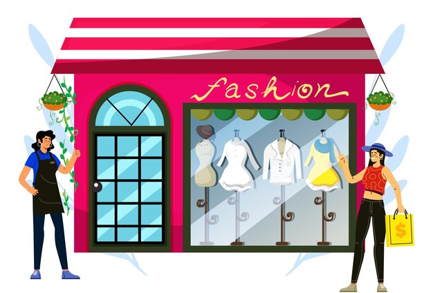 Illustratie van het concept van de modewinkel Stijlvol en mooi