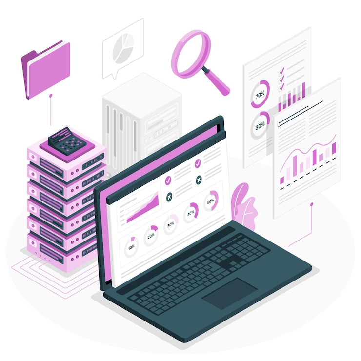 Vector illustratie van het concept van gegevensextractie