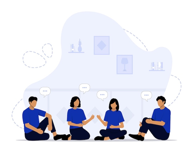 Illustratie van het concept van groepsdiscussie