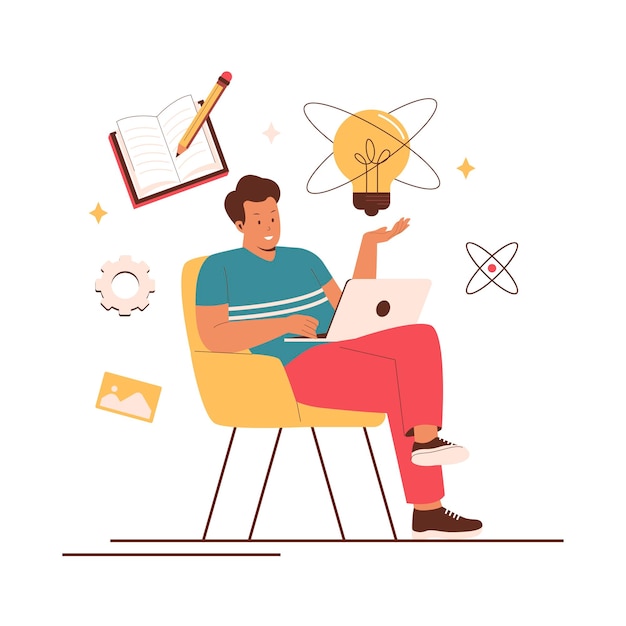 Illustratie van het concept van platte creativiteit