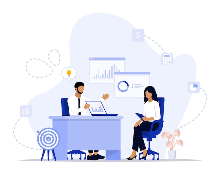 Vector illustratie van het concept van strategisch advies