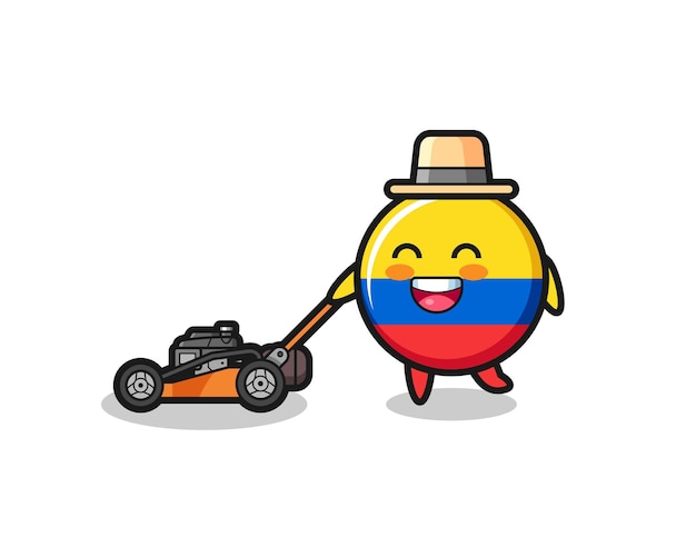 Illustratie van het embleemkarakter van de vlag van Colombia met grasmaaier