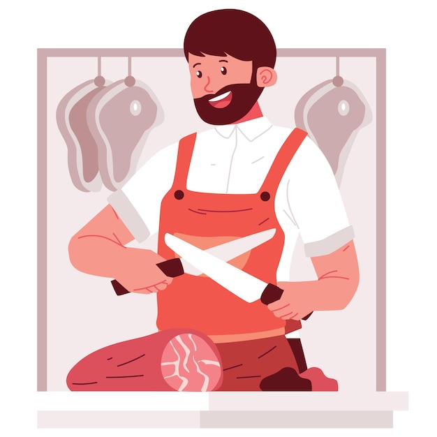 Illustratie van het karakter van de slager