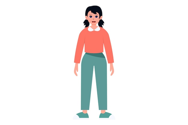 Illustratie van het karakterontwerp van een jong meisje