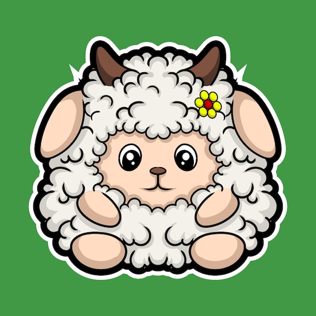 Vector illustratie van het kunstwerk en het ontwerp van het t-shirt schattig schaap karakter sticker