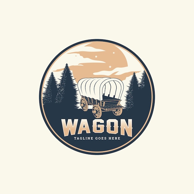 Vector illustratie van het logo van de wagon vintage