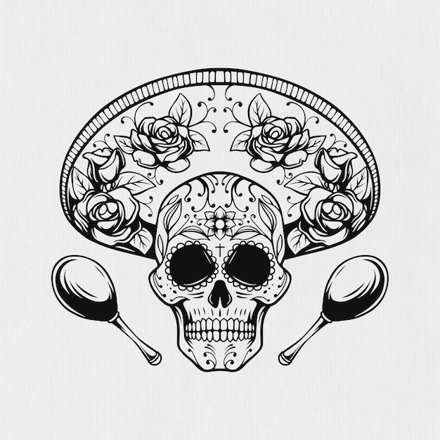 Illustratie van het Mexicaanse schedelontwerp voor Dia de muertos