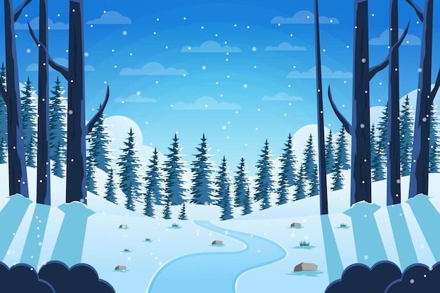 Illustratie van het prachtige winterlandschap