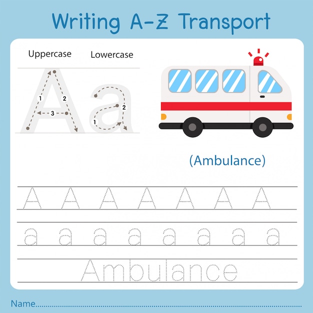 Illustratie van het schrijven van az transport A