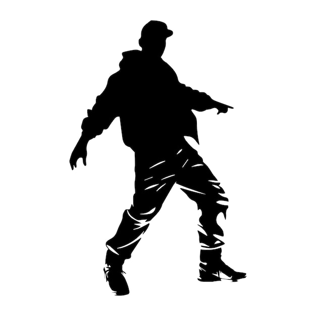 Vector illustratie van het silhouet van een hiphopdanser