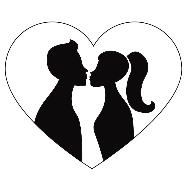 Vector illustratie van het silhouet van een stel gelukkige valentijnsdag