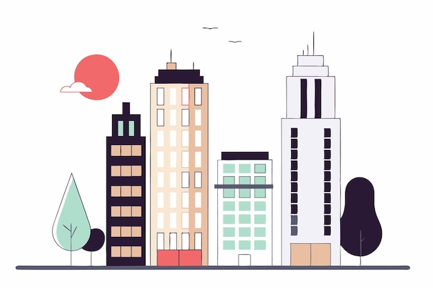 Illustratie van het skyline-concept van de stad op een witte achtergrond
