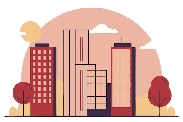 Illustratie van het skyline-concept van de stad op een witte achtergrond