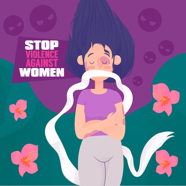 Illustratie van het stoppen van geweld voor vrouwen