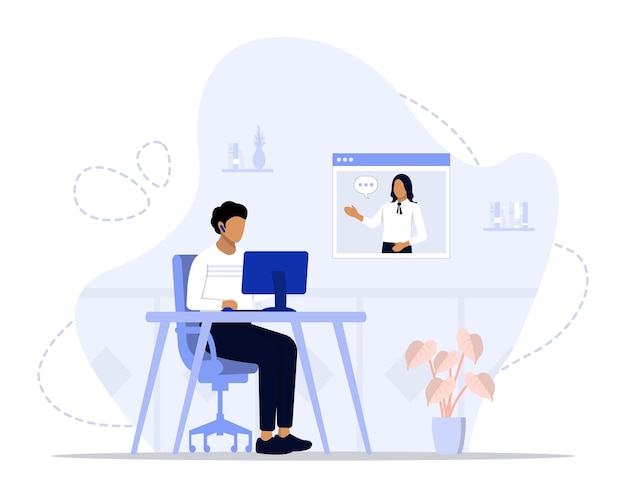 Illustratie van het telecommutingconcept