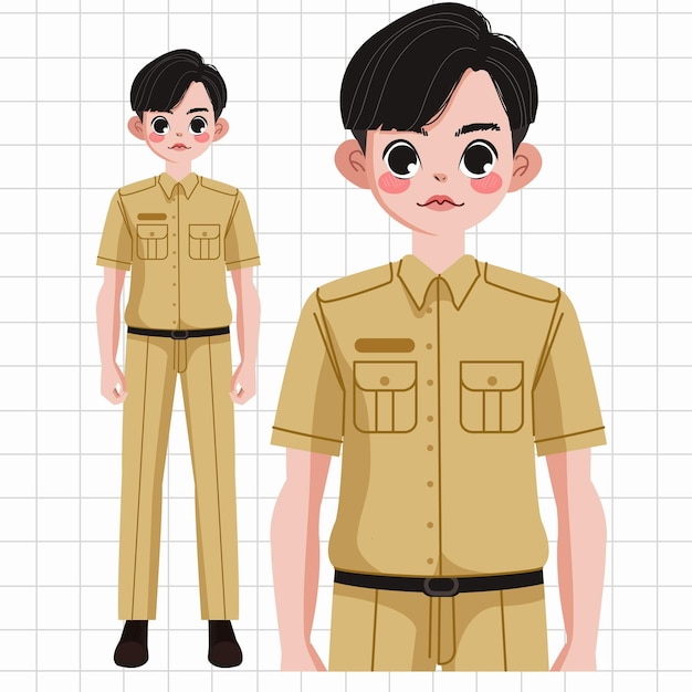 Vector illustratie van het uniform van de indonesische ambtenaar