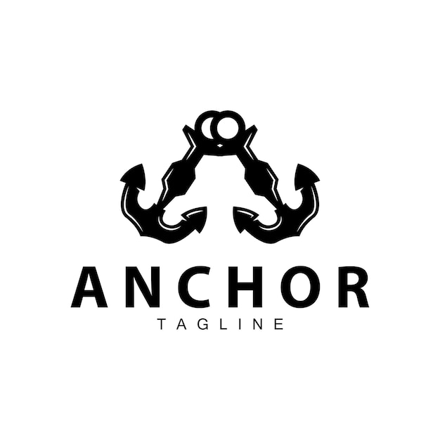 Illustratie van het vector-symbool van een zeeschip. Eenvoudig logo van een zeeanker.