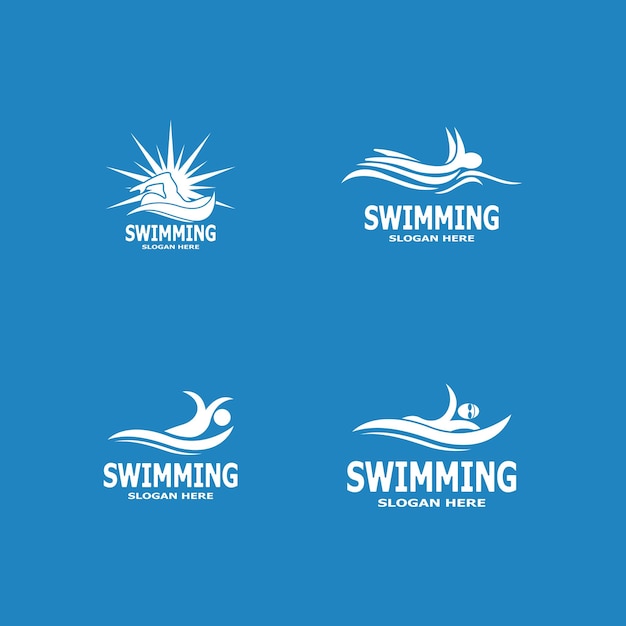 Illustratie van het vectormodel van het logo van zwemmende mensen