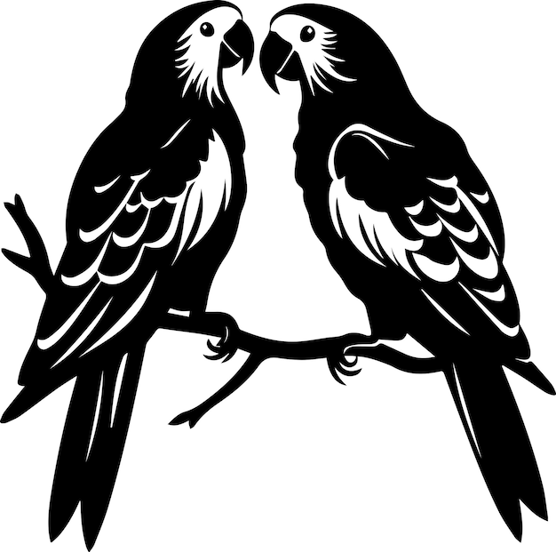 Illustratie van het vectorsilhouet van een papegaaipaar