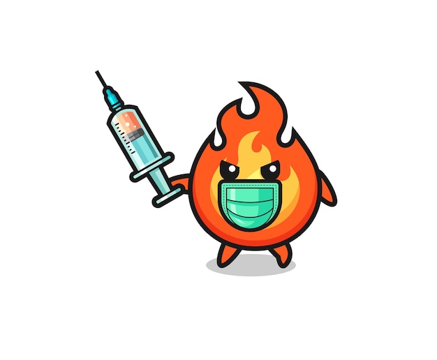 Illustratie van het vuur om het virus te bestrijden, schattig ontwerp