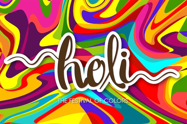 Illustratie van holi-festival met kleurrijke ingewikkelde kalligrafie