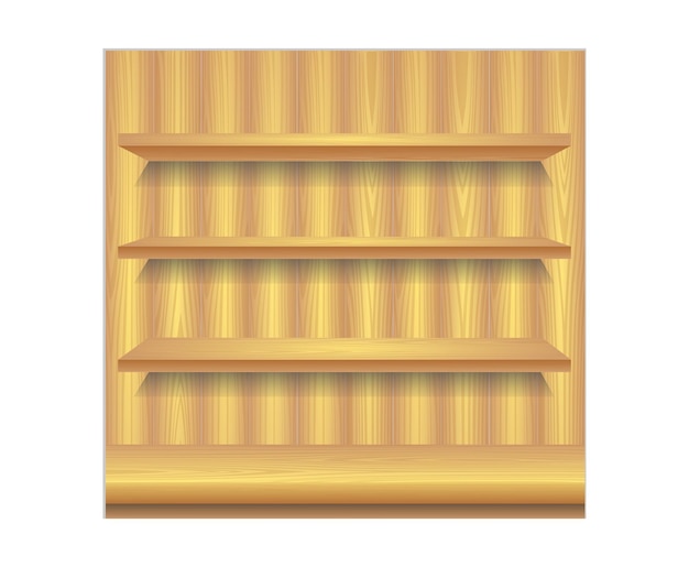 Vector illustratie van houten lege planken geïsoleerd