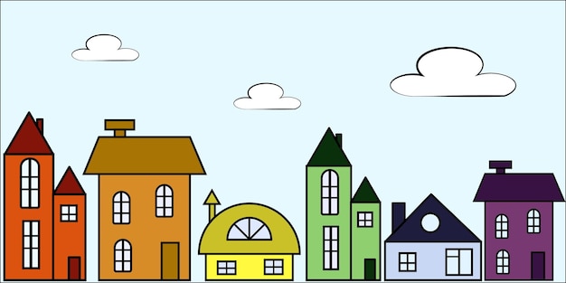 Illustratie van huizen in de stad