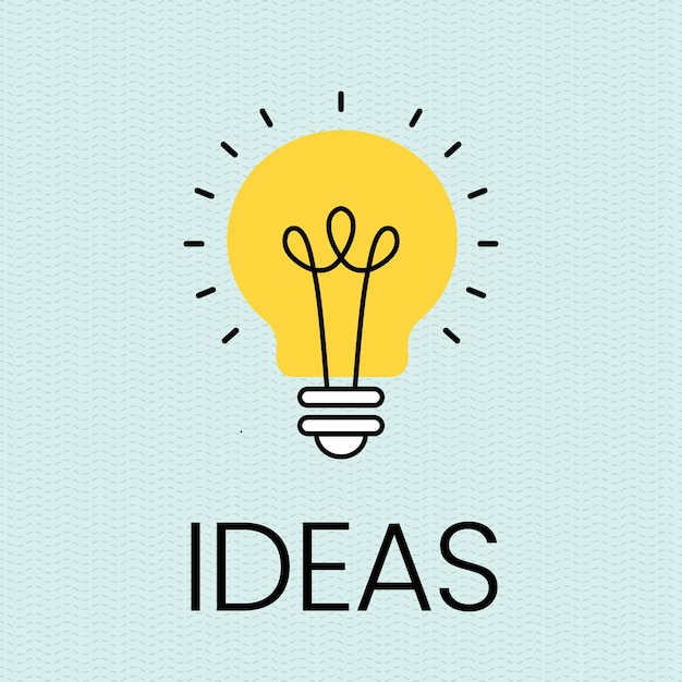 Illustratie van ideeën licht gele gloeilamp icoon